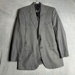 Circle S Western Blazer Sport Coat Gray Wool Blend Cowboy Style Jacket Mens 44L